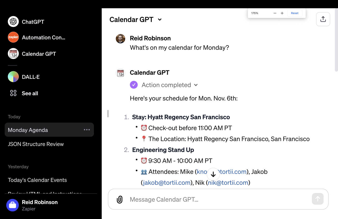 내 캘린더가 연동된 Calendar GPT