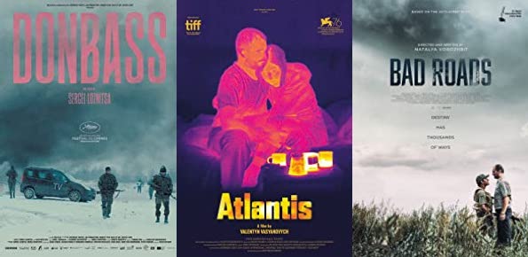 전쟁을 소재로 한 우크라이나의 영화들의 포스터. 포스터 대표 이미지만으로도 전쟁이 연상된다.              ⓒArthouse Traffic / Garmata Film Production / Kristi Films