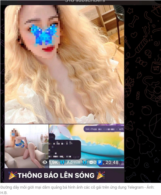 성매매 알선 조직은 텔레그램 메신저 앱에서 여성들 사진을 광고합니다