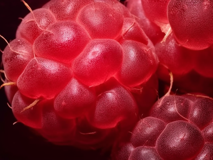 [prompt] 19th century,Raspberry texture, Macro shot,microscope elegance, X-Ray photographs from 1930s expose the delicate details of roses and lilies,high-end feel, backlight, rim light, strong contrast, studio lighting, macro photography, ultra-high quality  --ar 4:3 --iw 2 