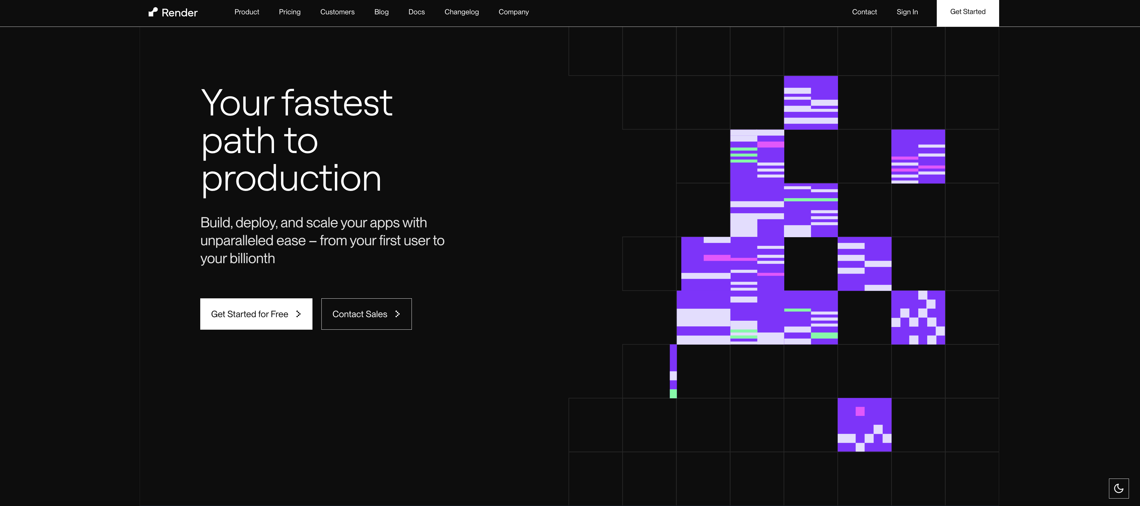render.com의 메인페이지, 배포를 관리해주는 도구