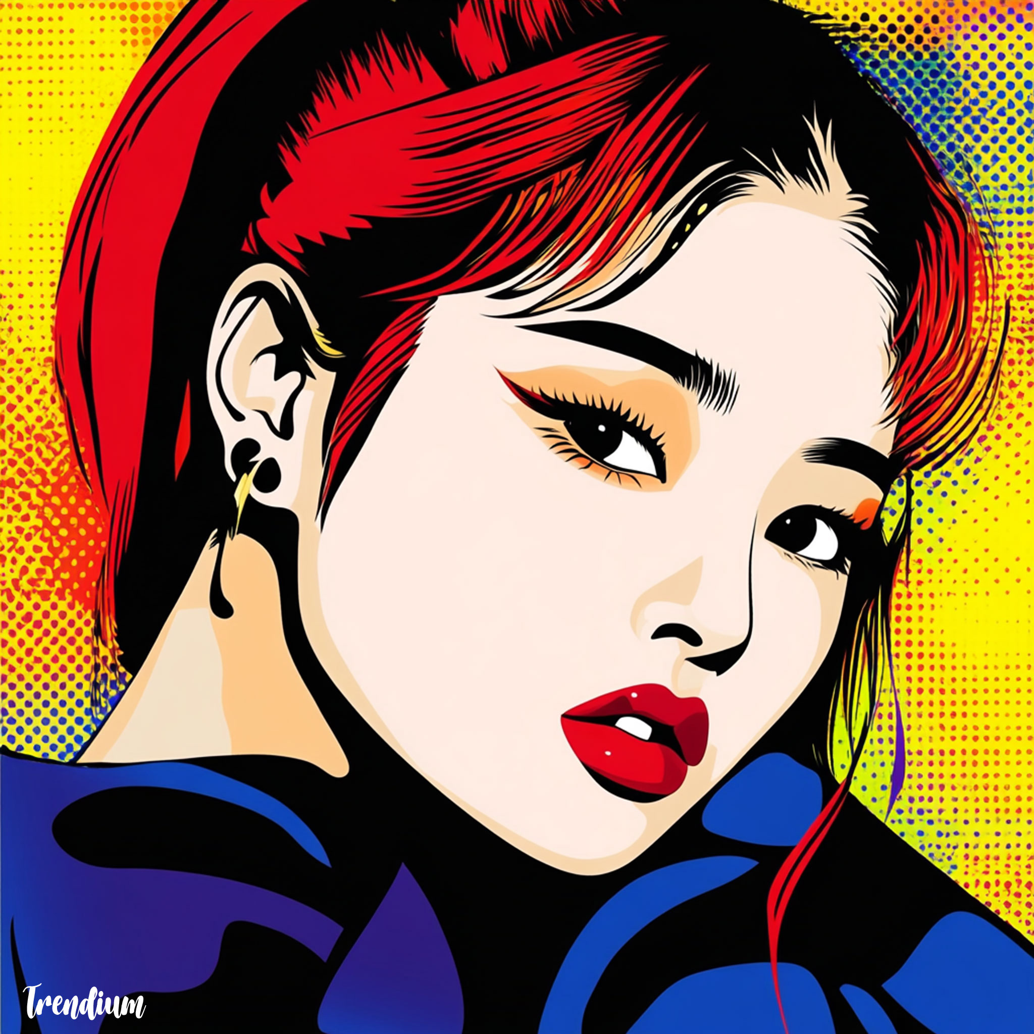 [prompt] kpop idol in Roy Lichtenstein style, Benday Dot, colorful, comic pop art