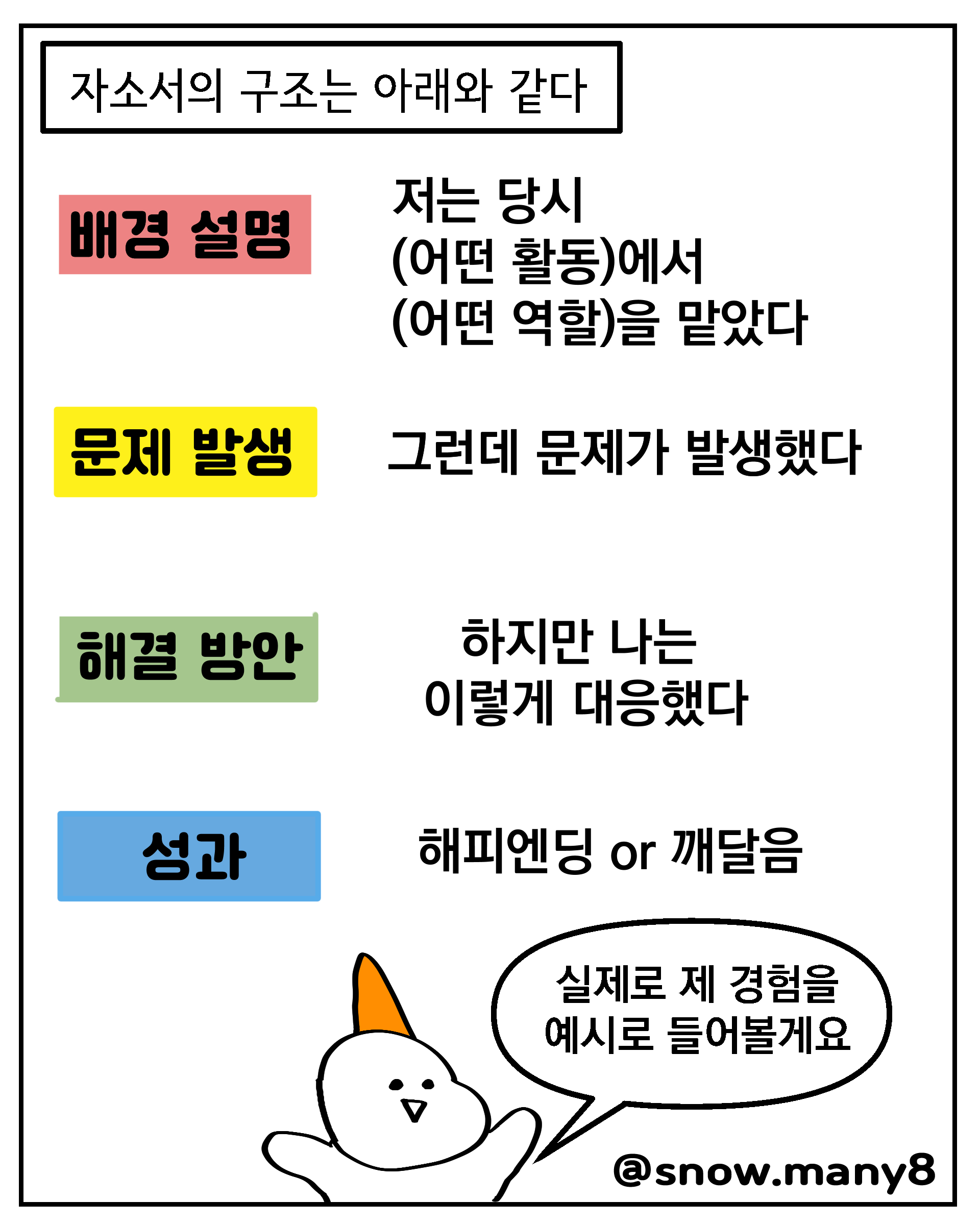 눈오지의 자소서 설명(클릭하면 링크로 넘어갑니다) ⛄️🥕 