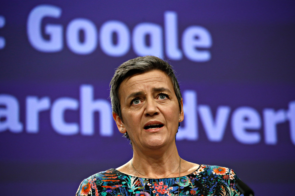 마르그레테 베스타게르 유럽연합(EU) 집행위 부위원장(경쟁위 집행위원). 구글에 최대 62조원의 벌금을 매길 수 있는 규정을 만들었다. 셔터스톡