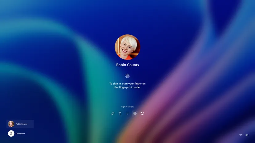 Image:Microsoft, Windows 11 로그인 화면의 새로운 Windows Hello UI