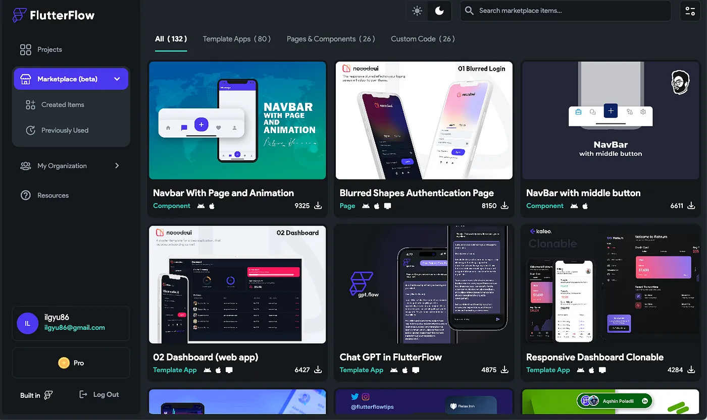 마켓플레이스에서 유료/무료로 서로가 만든 프로젝트를 공유할 수 있습니다.