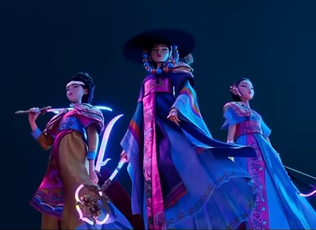 헌트릭스의 시초, 3명의 여성 무당들 (출처:넷플릭스)