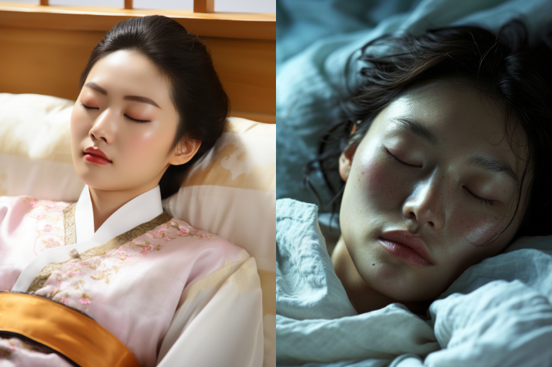 a korean female is sleeping