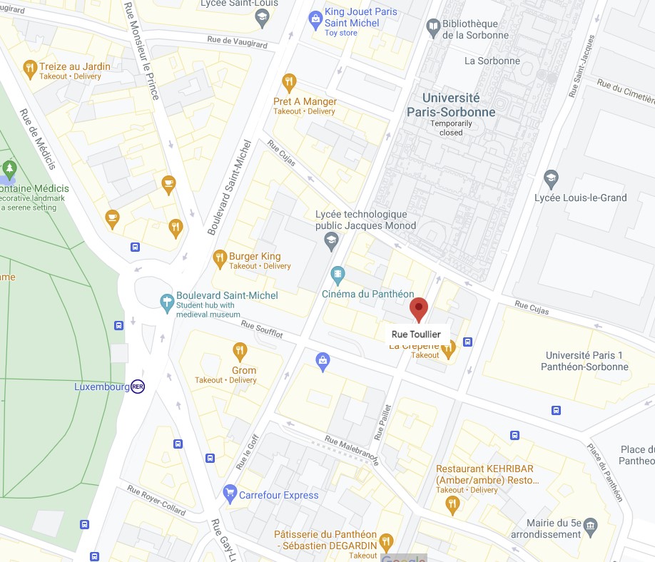 책 시작에 등장하는 툴리에 거리가 어디인지 궁금해 찾아봤어요. 소르본 대학, 팡테옹과 뤽상부르 공원 근처네요.