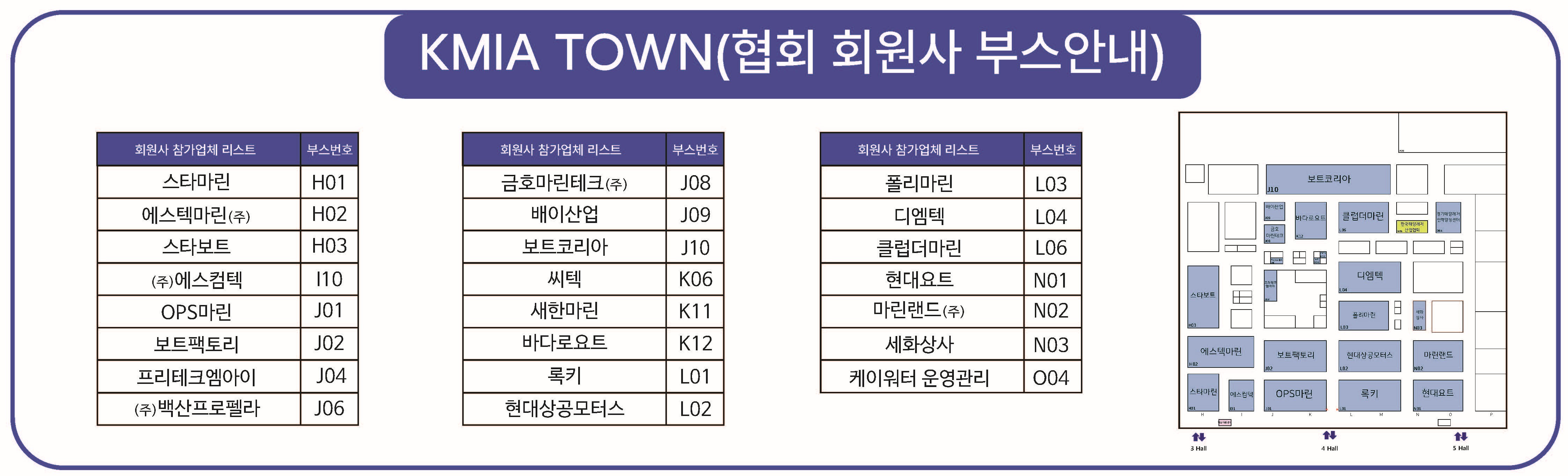 KMIA TOWN 협회 회원사 부스 안내