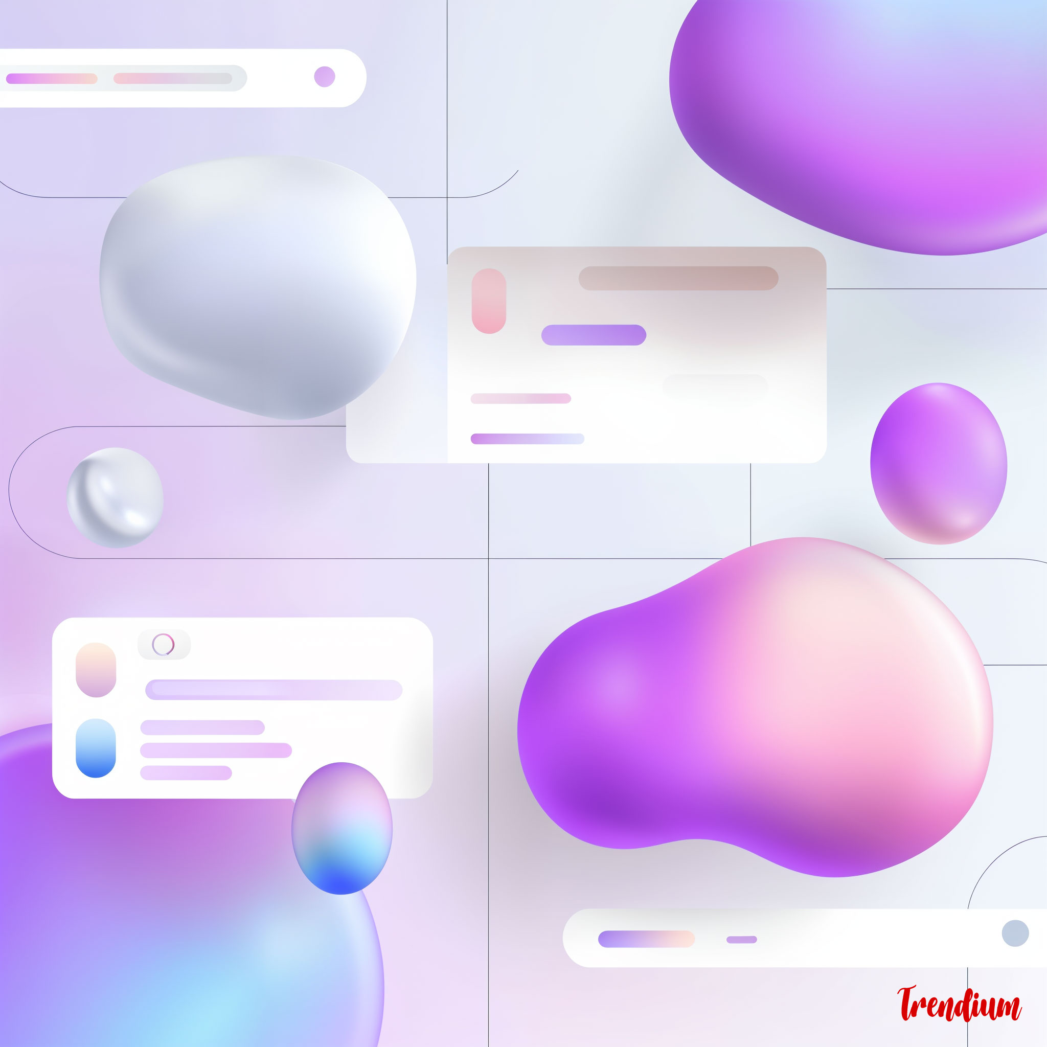 [prompt] futuristic UI design with floating blobs, soft gradient, minimal layout