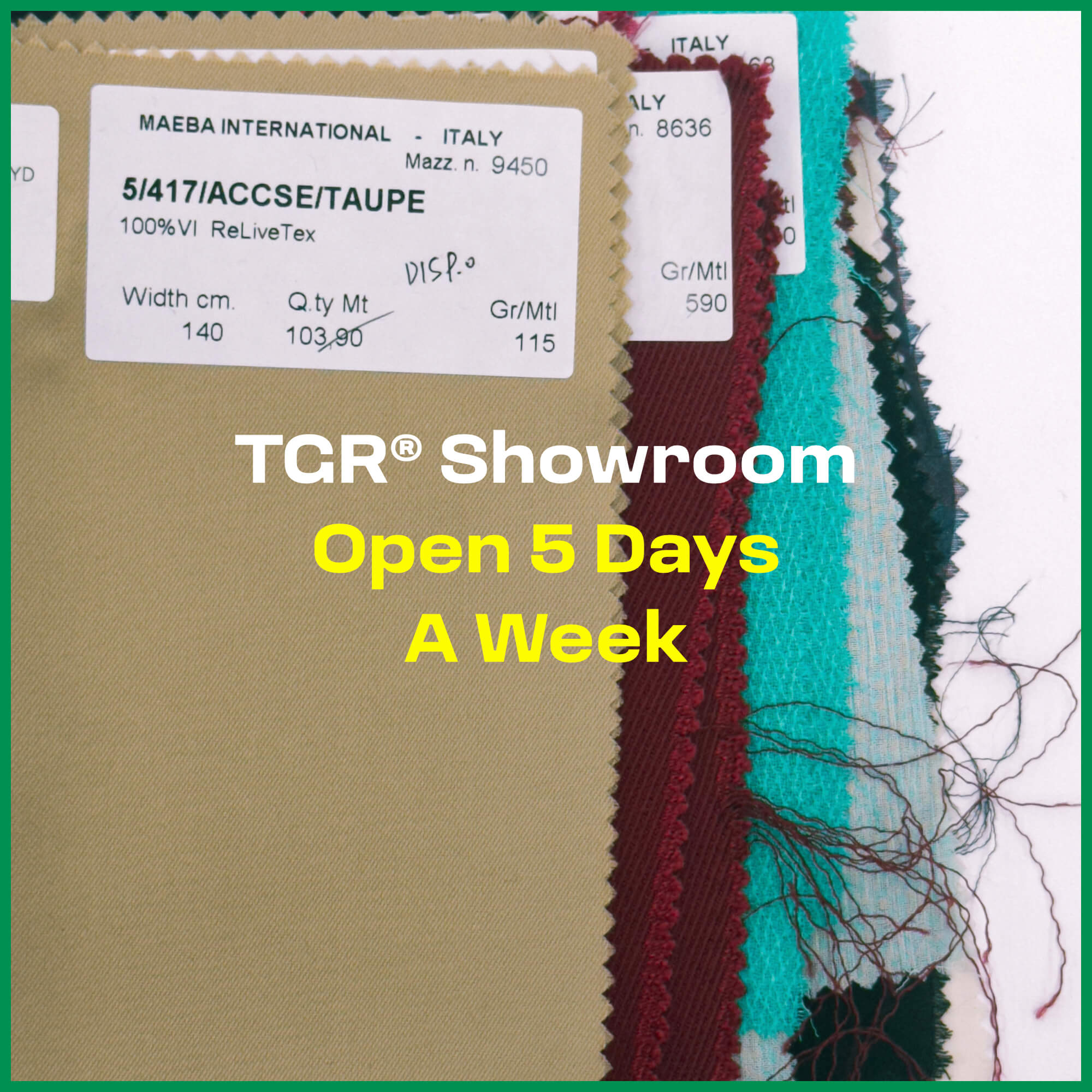 2023년 10월부터 TEXGOROUND® Showroom은 주5일 방문하실 수 있습니다!