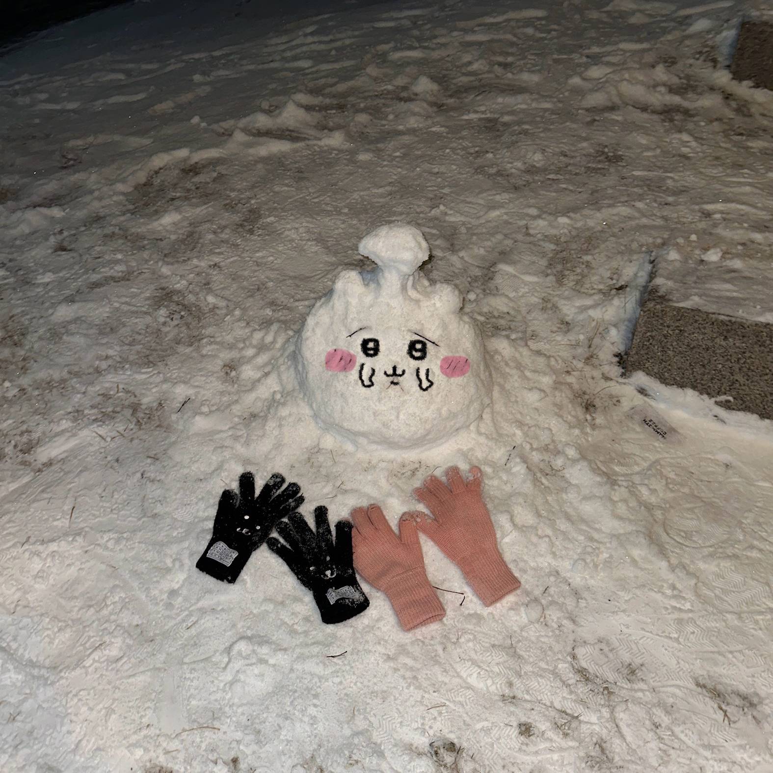 먼작귀를 좋아하는 친구와 함께 만든 버섯 치이카와 눈사람.