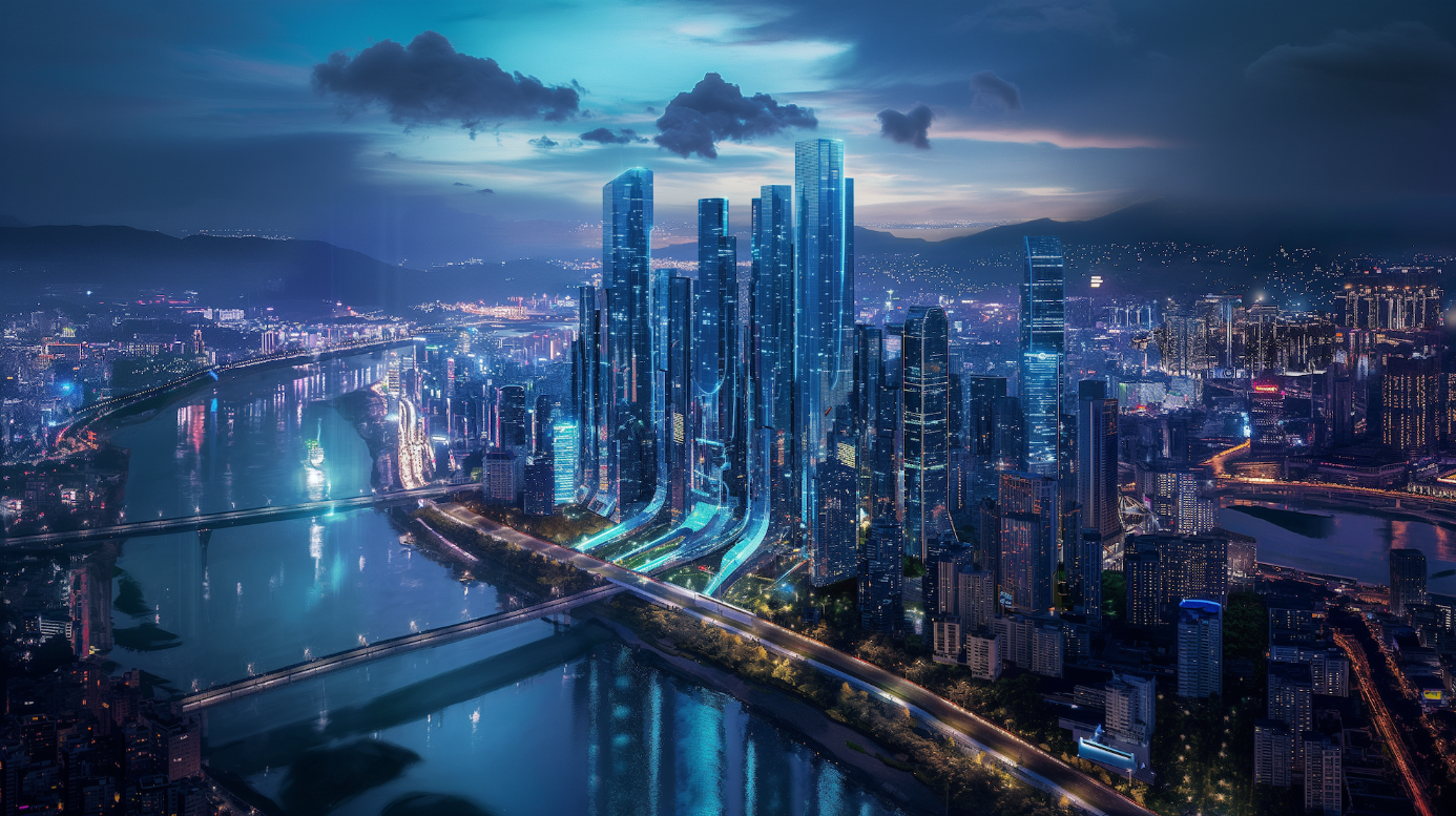 A panoramic view of Seoul, reimagined as a futuristic city - Created by Midjourney AI