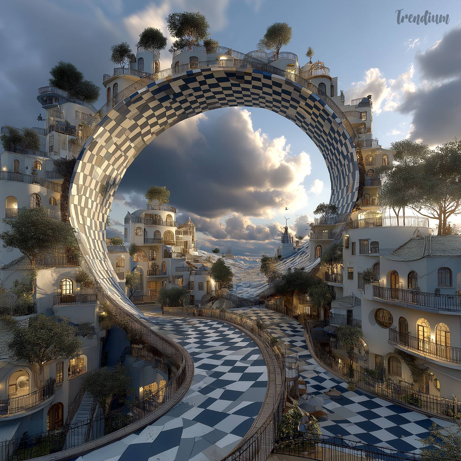 [prompt] Surreal theme park concept, Escher-inspired roller coaster looping paradoxically, dreamlike atmosphere --stylize 400 --v 7