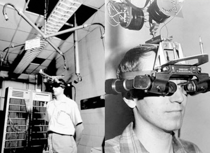 Ivan Sutherland가 고안한 최초의 HMD(Head Mounted Display) / 출처: ScienceDirect.com