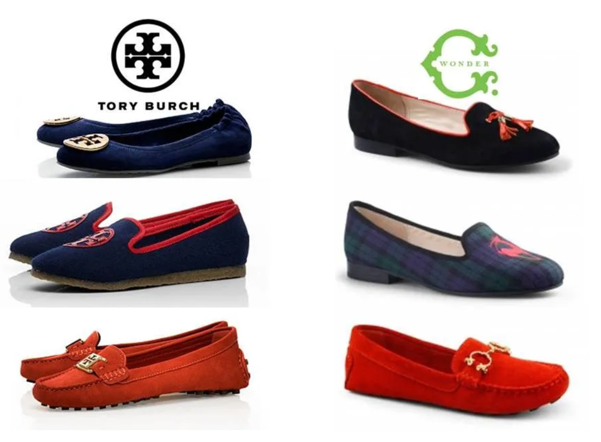 토리버치(왼쪽)와 C Wonder(오른쪽)의 유사한 신발 디자인(출처: https://fashionaffluence.wordpress.com/tag/tory-burch/)
