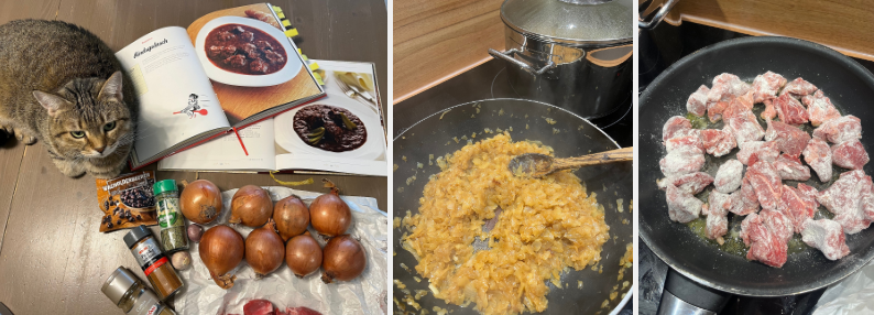 굴라쉬- 양파와 고기 비율 1:1. 양파는 더 넣을수록 좋다. 대신 인내의 볶볶 