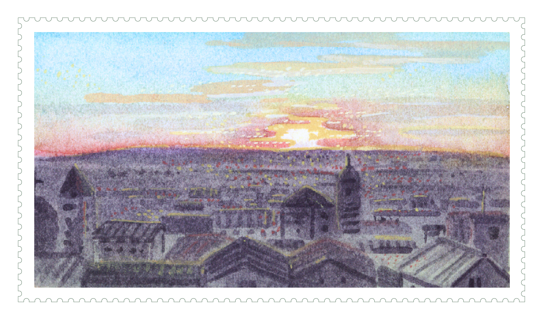 그라나다의 석양, 종이 위에 수채 (2022)