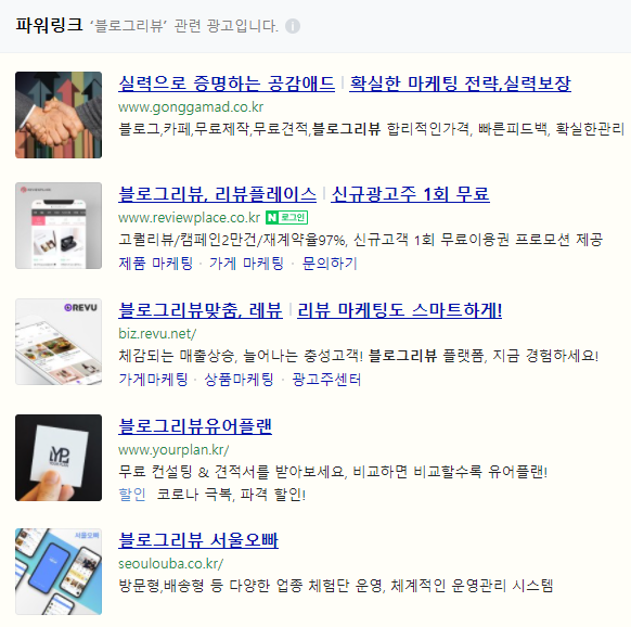 네이버에서 블로그 리뷰를 검색하면 업체가 쏟아져나온다