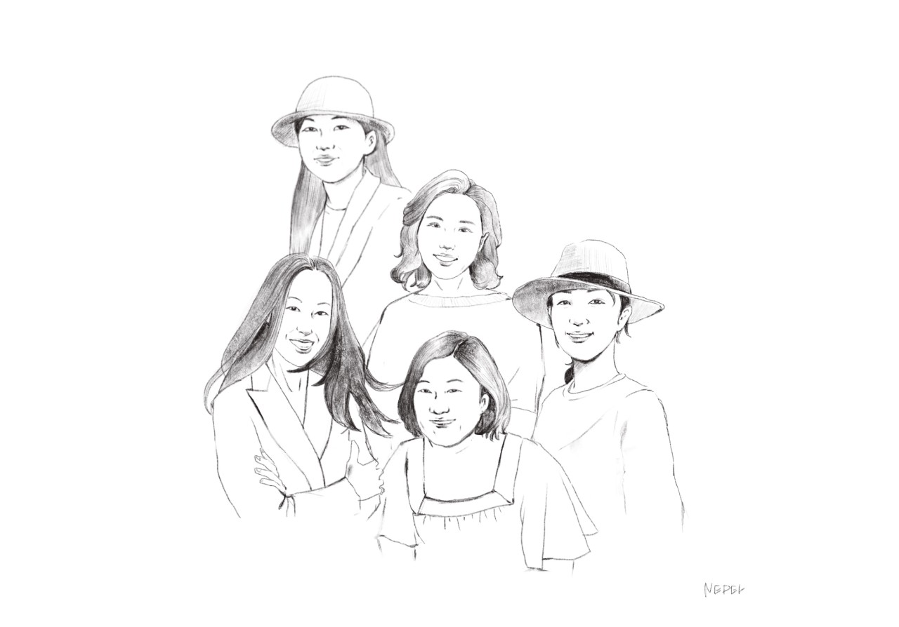 좌측상단부터&nbsp; 시계방향으로 민트, 나우히어스, Bomin, 임라떼, Jackomma입니다.