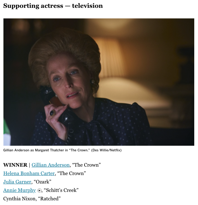 이 분이 오티스 엄마와 동일인이라 이거 아닙니까 흑흑.. 아 후보에 <래치드>의 신시아 닉슨도 있었네요 ㅠㅠㅠ