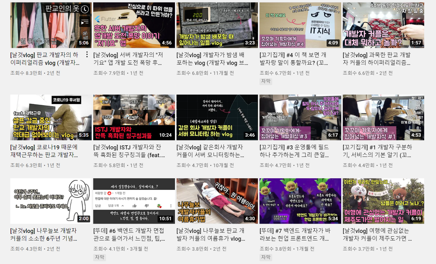 영상 제목처럼 정말 개발자 그 자체를 보여주는 브이로그