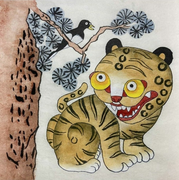 꼬마가 그린 작호도에요. 귀엽지 않나요?