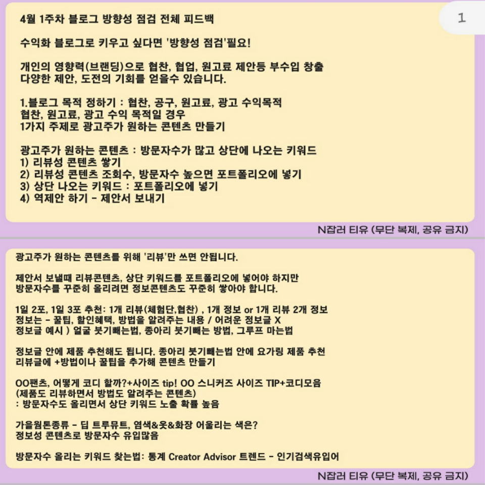 블로그 방향성 점검 전체피드백 일부 맛보기 