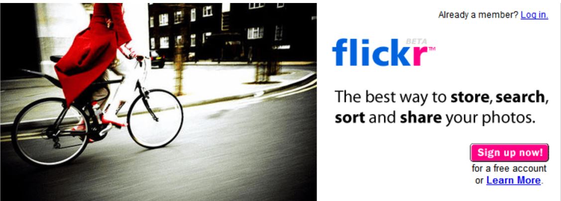 2005년 초기 플리커(flickr) 인터페이스