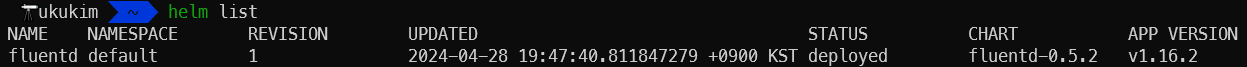 현재 제가 Helm으로 배포한 Release는 fluentd입니다.