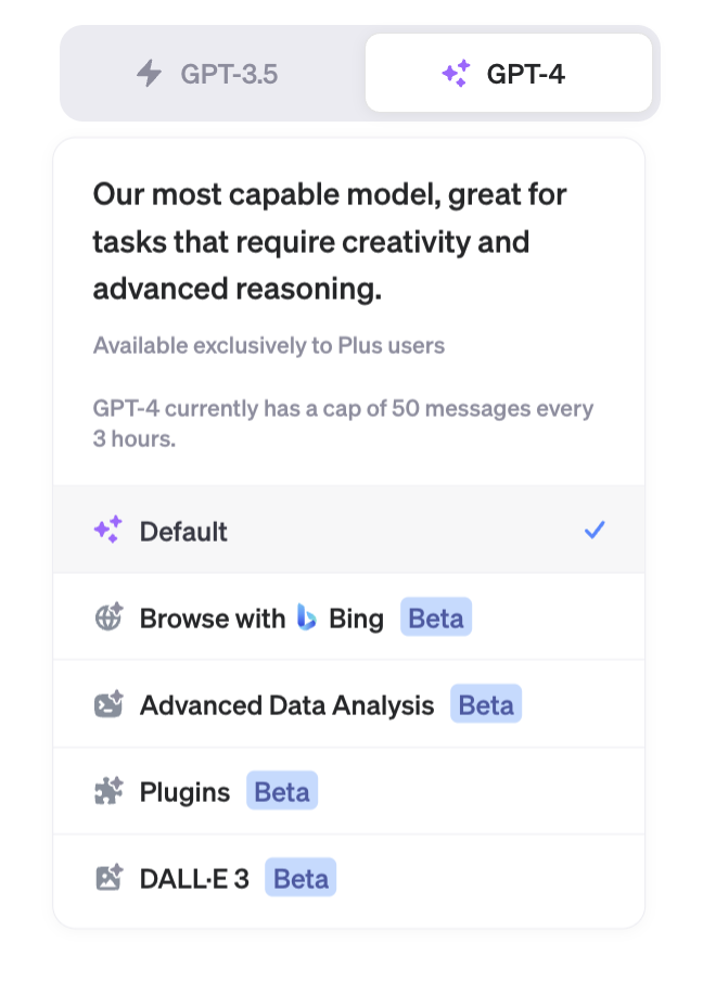 GPT-4 Default 선택