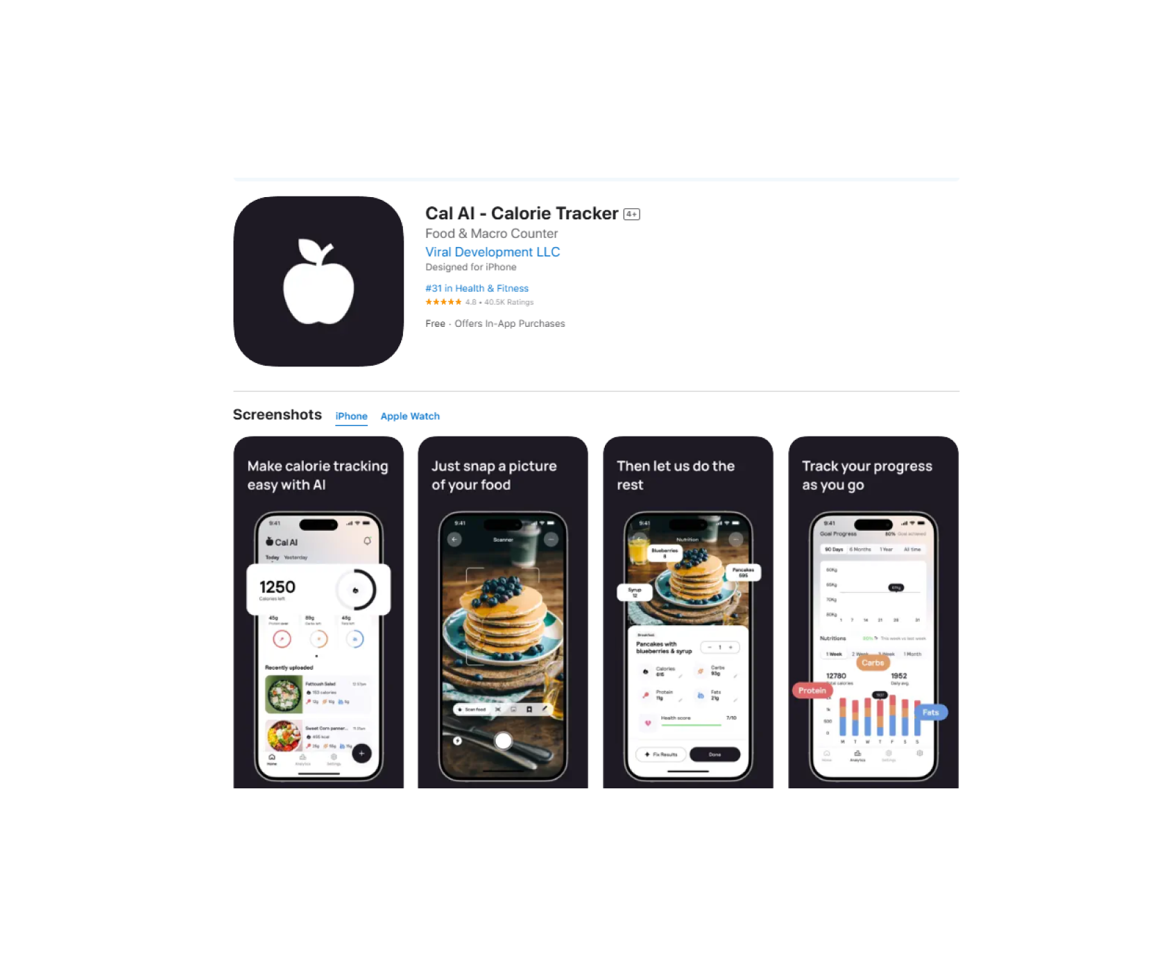 Cal AI 앱의 음식 인식 기능