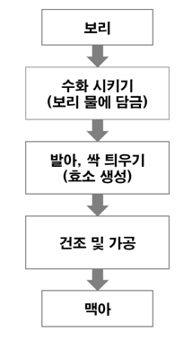 그림2. 전형적인 맥아 가공 과정