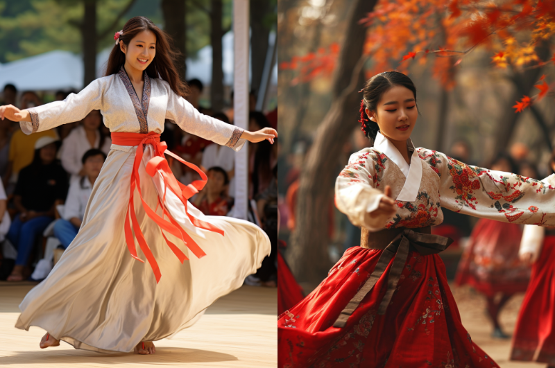 a korean female is dancing 