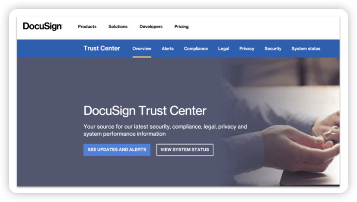 제품에서 캡처되는 정보의 민감성을 고려할 때, DocuSign이 신뢰 및 보안 전용 웹사이트 섹션 전체를 가지고 있는 것은 놀라운 일이 아닙니다.