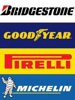 타이어 회사들 로고도 참 화려합니다.