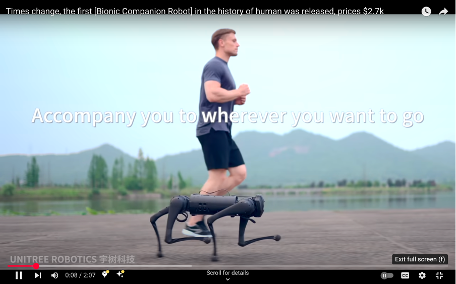 ⠀[고원(Go1). 출처: Unitree youtube]