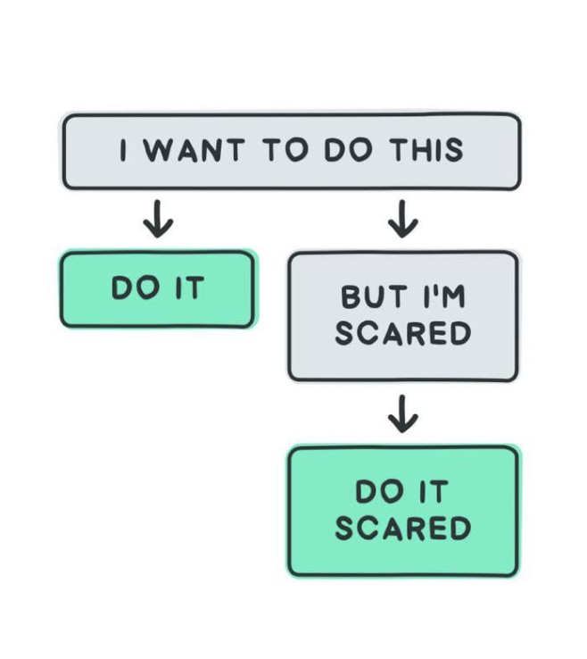 무서우면 무서워 하면서 하기