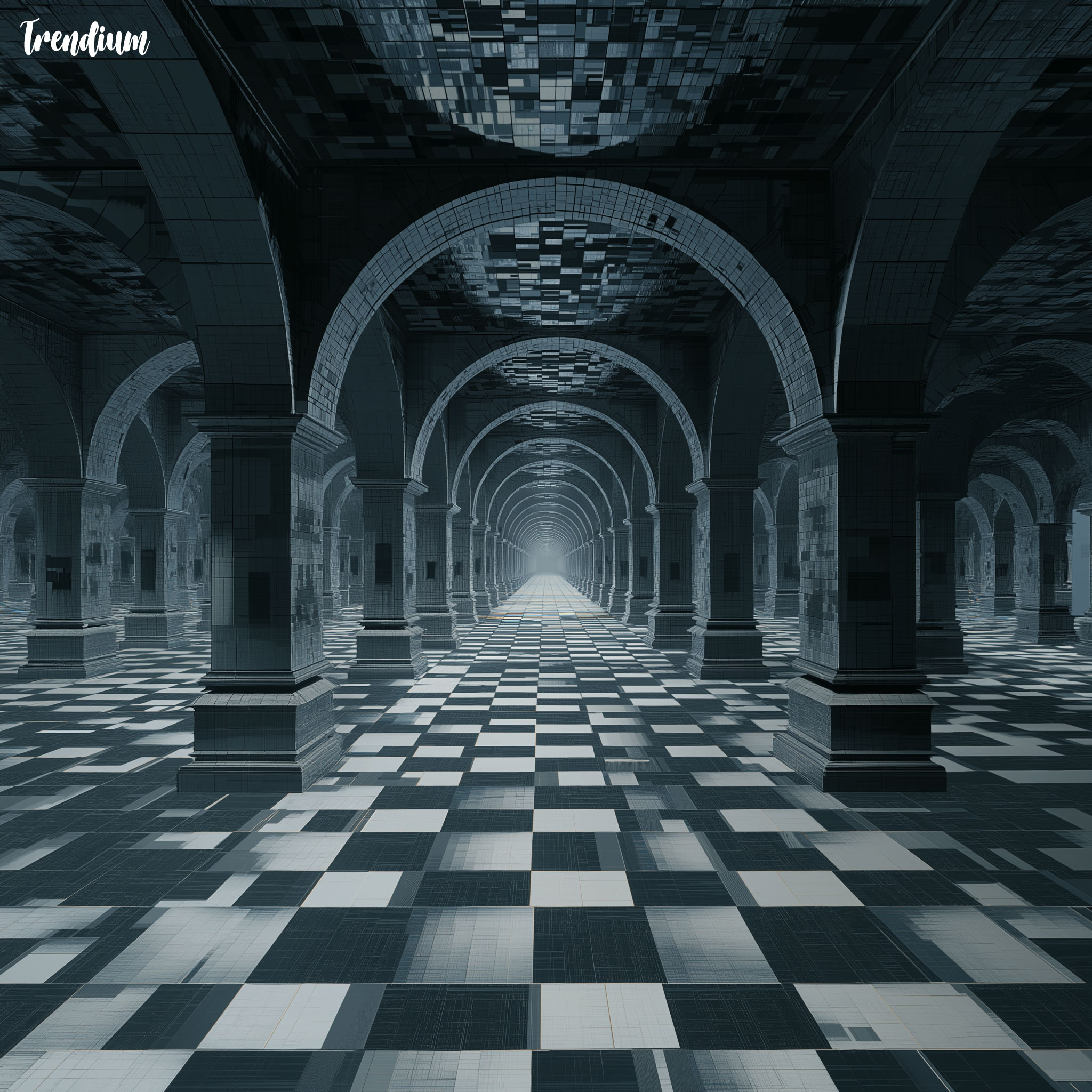 [prompt] Escher-style digital interface, infinite scroll illusion, surreal cyber environment --v 7