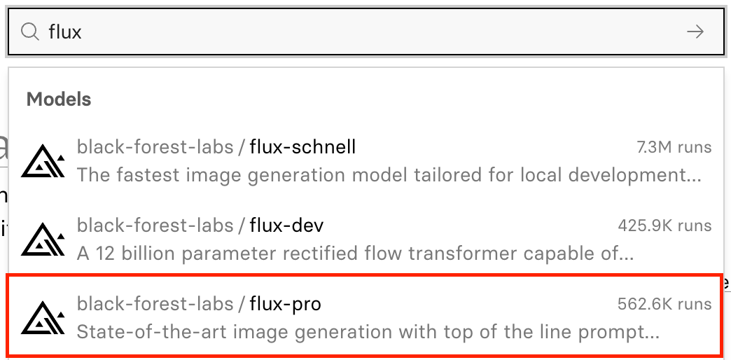 고성능 모델인 flux-pro를 선택합니다.